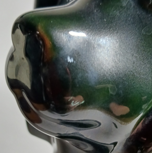 Vintage Blue Mountain Pottery Green And Black Glaze Dog Figurine 11" Canada - Picture 7 of 9